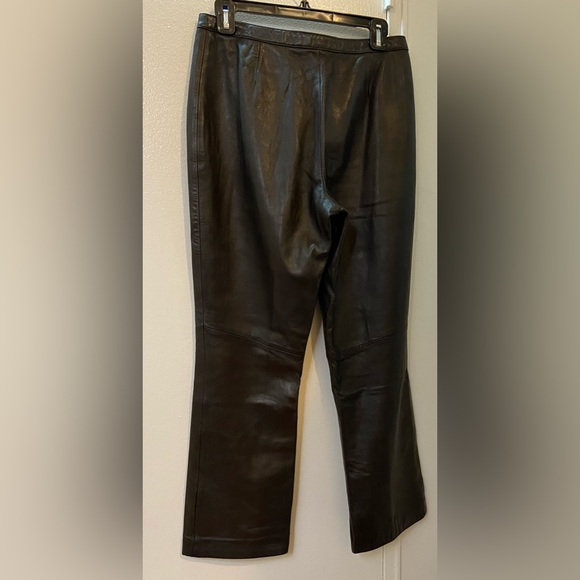 Lord Taylor Brown Lamb Leather Pants Sz 8P High Waist Straight Leg Lined - Picture 2 of 9